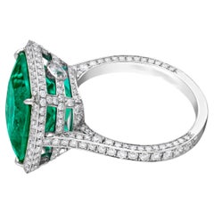 GIA Certified 6.71 Carat COLOMBIAN Emerald Diamond Ring