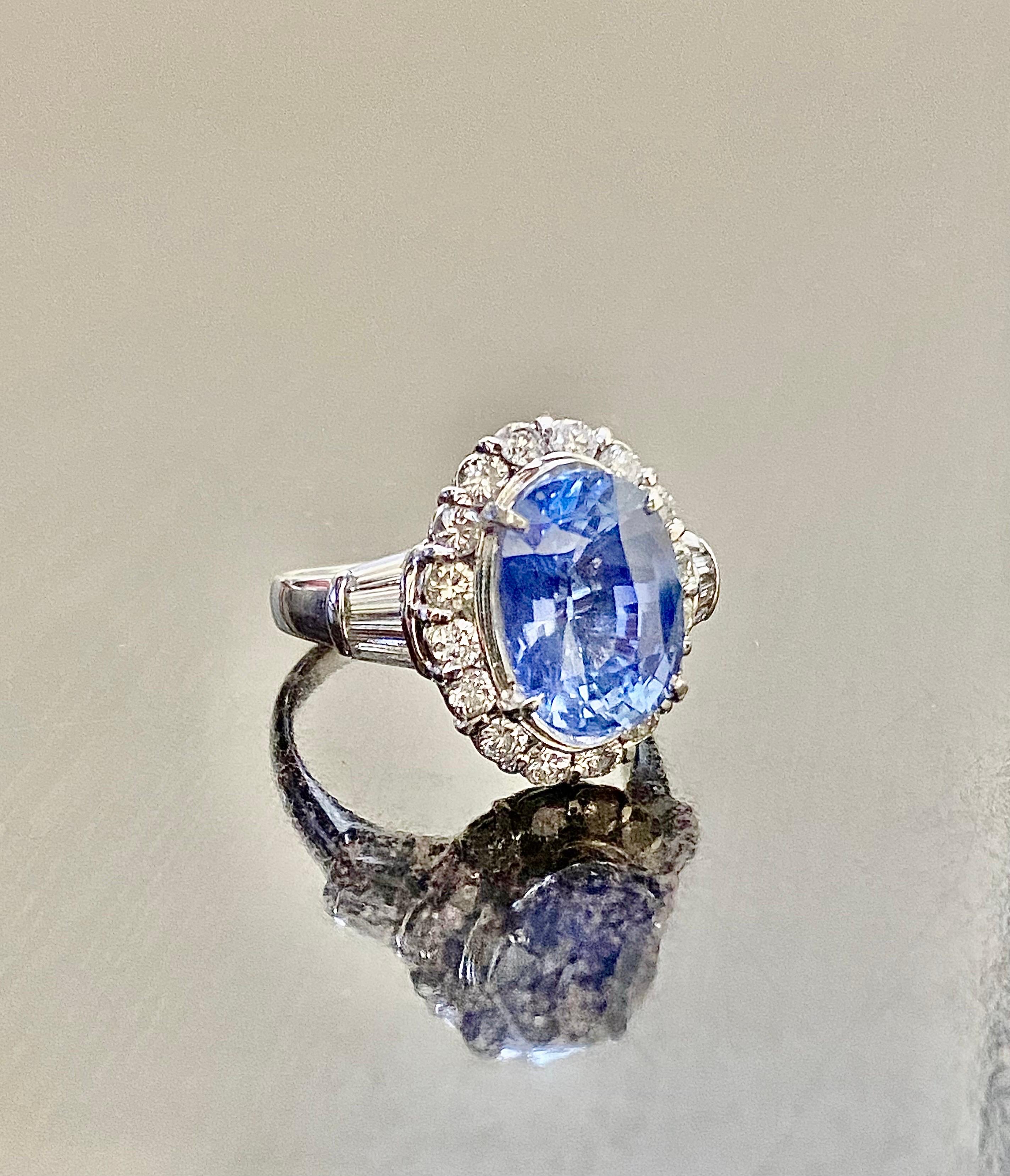 GIA Certified 6.73 Carat No Heat Cornflower Blue Sapphire Engagement Ring Neuf - En vente à Los Angeles, CA