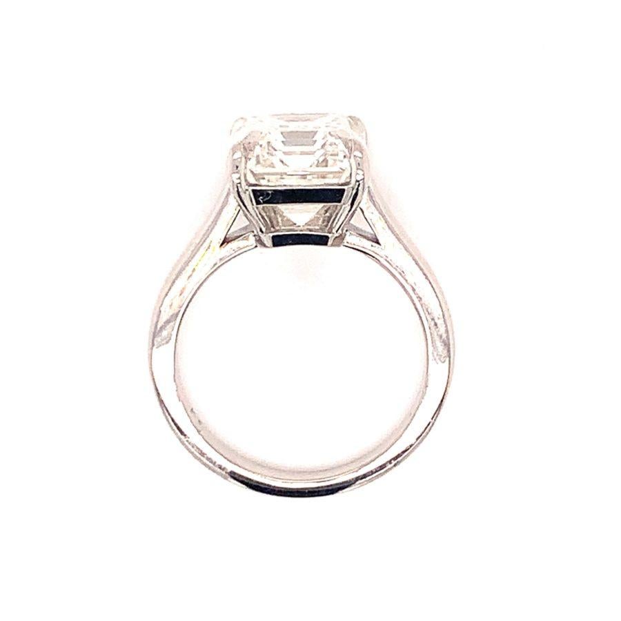 Emerald Cut GIA Certified 6.74 Carat Diamond Engagement Ring in Platinum For Sale