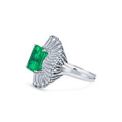 GIA Certified 6.77 Carat Colombian Emerald & Diamond Cocktail Ring