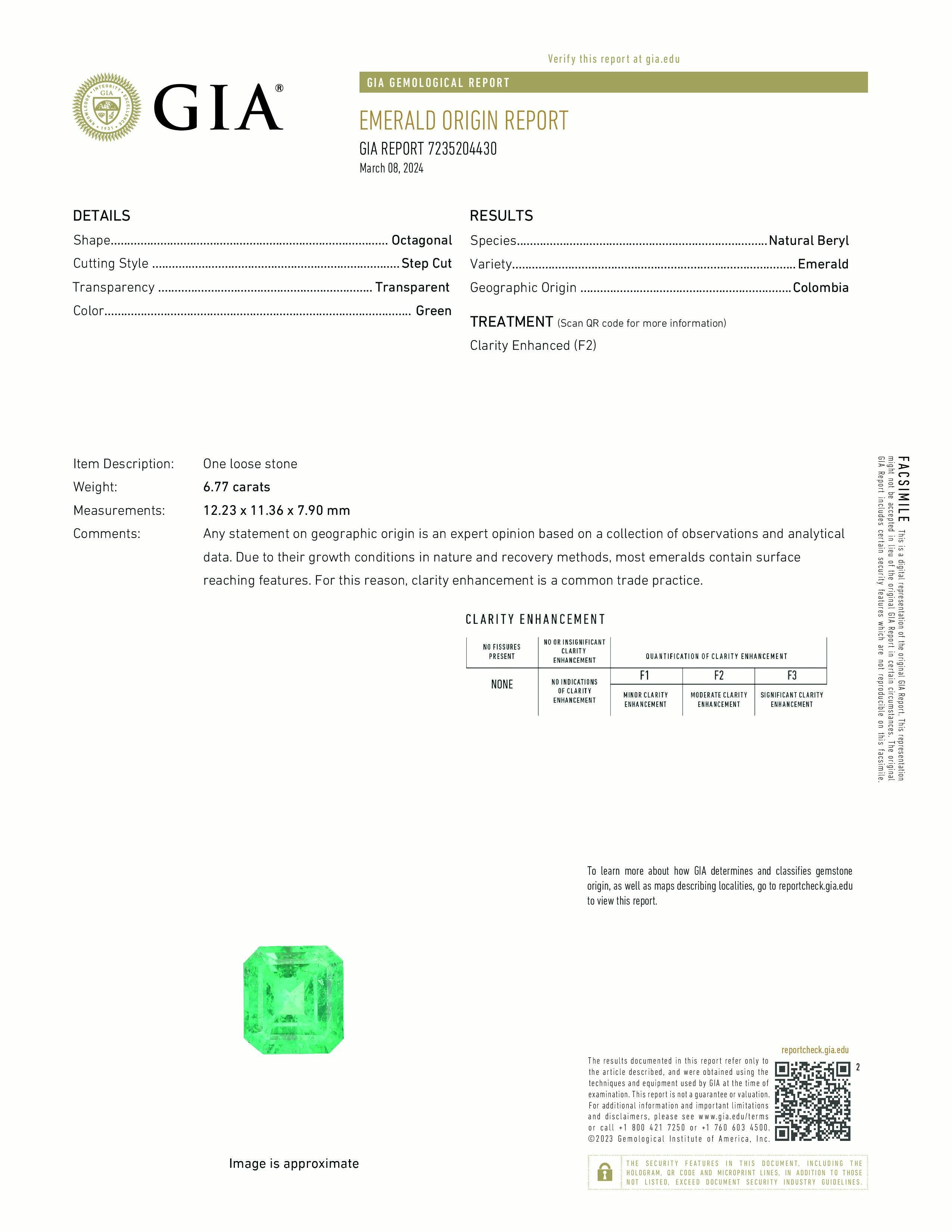 GIA Certified 6.77 Carat Colombian Emerald & Diamond Cocktail Ring In New Condition For Sale In Houston, TX