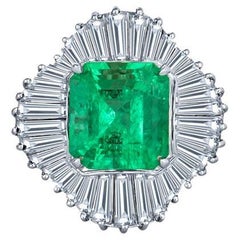 GIA Certified 6.77 Carat Colombian Emerald & Diamond Cocktail Ring