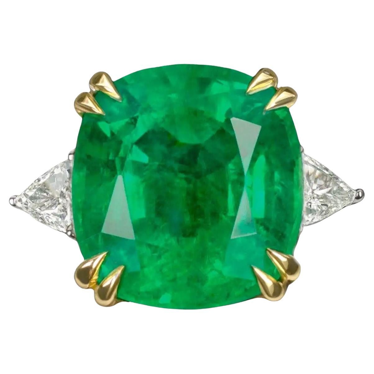 Anillo solitario de diamantes esmeralda verde de 6.78 quilates certificado por el GIA