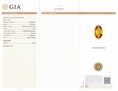 GIA certified 6.78 carat Yellow-Orange Topaz and Diamond Ring in Platinum