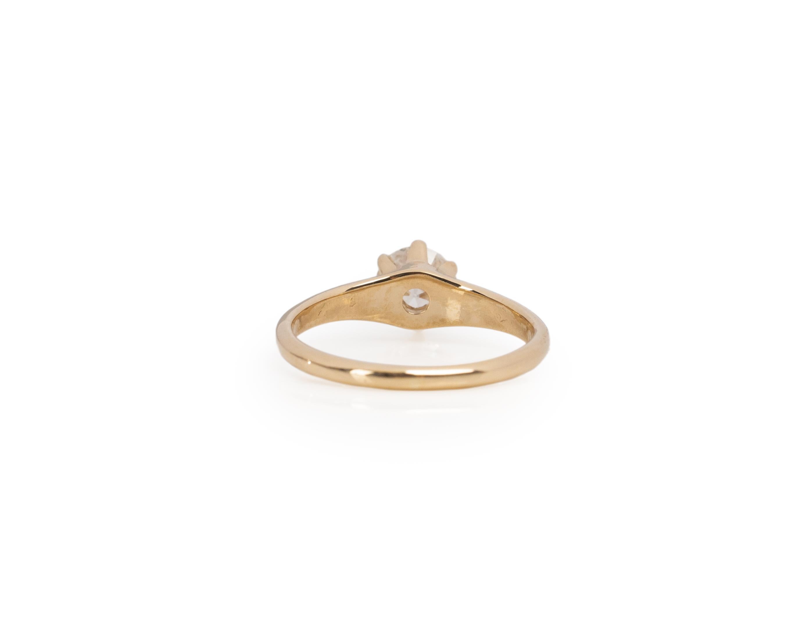GIA Certified .68 Carat Art Deco Diamond 14 Karat Yellow Gold Engagement Ring In Good Condition For Sale In Atlanta, GA