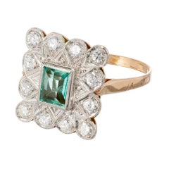 GIA Certified .68 Carat Emerald Diamond Art Deco Platinum Ring