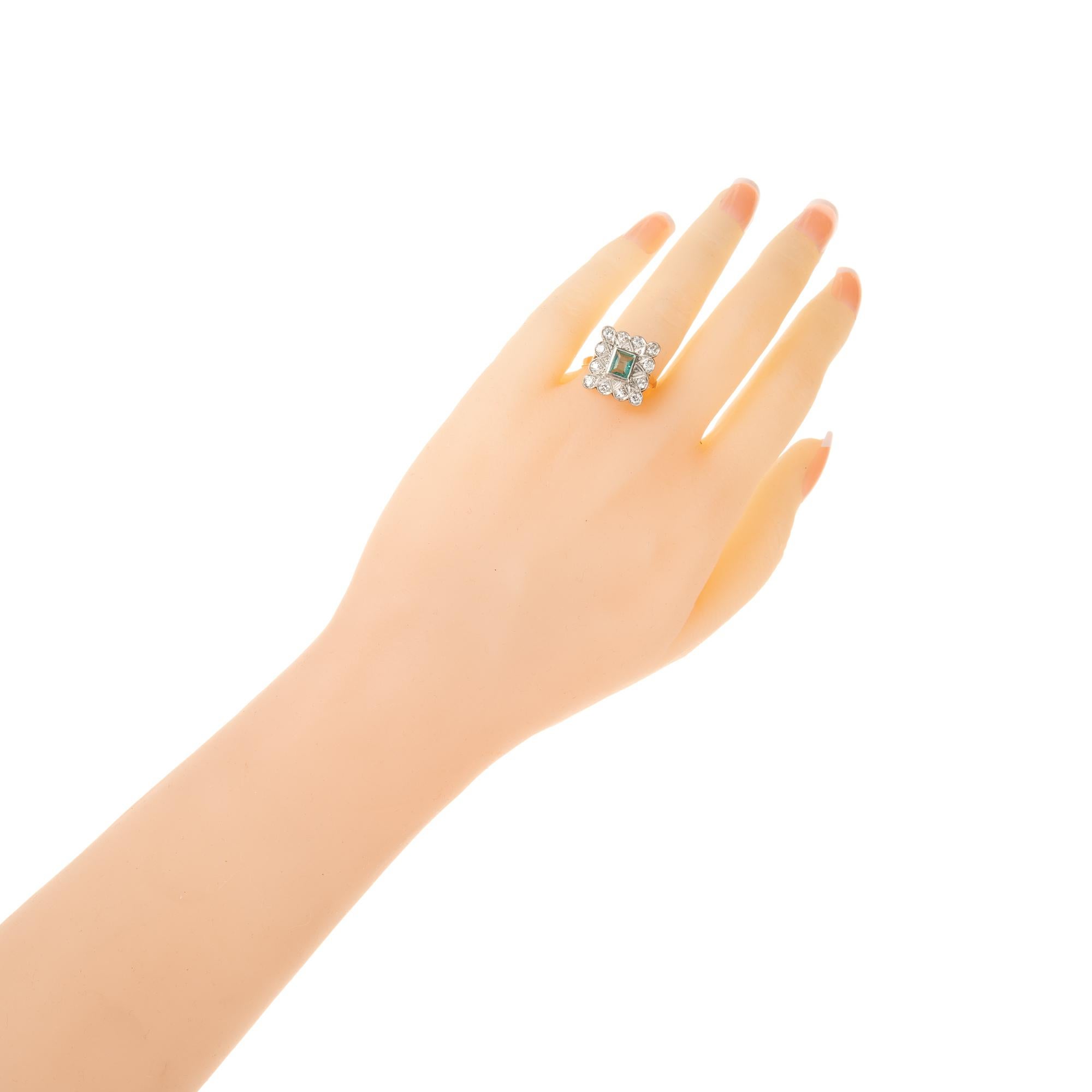 Women's GIA Certified .68 Carat Emerald Diamond Art Deco Platinum Ring For Sale