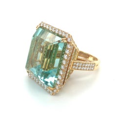 GIA Certified 68.06 Carat Aquamarine Diamond Ring