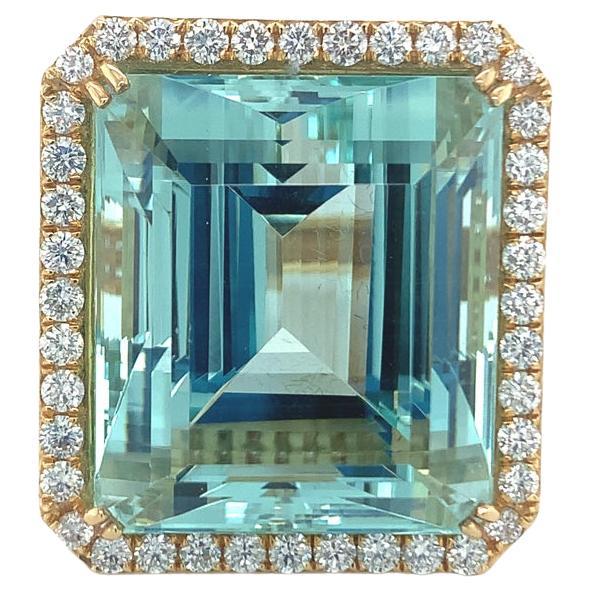 GIA Certified 68.06 Carat Aquamarine Diamond Ring For Sale
