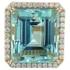 GIA-zertifizierter 68.06 Karat Aquamarin-Diamant-Ring