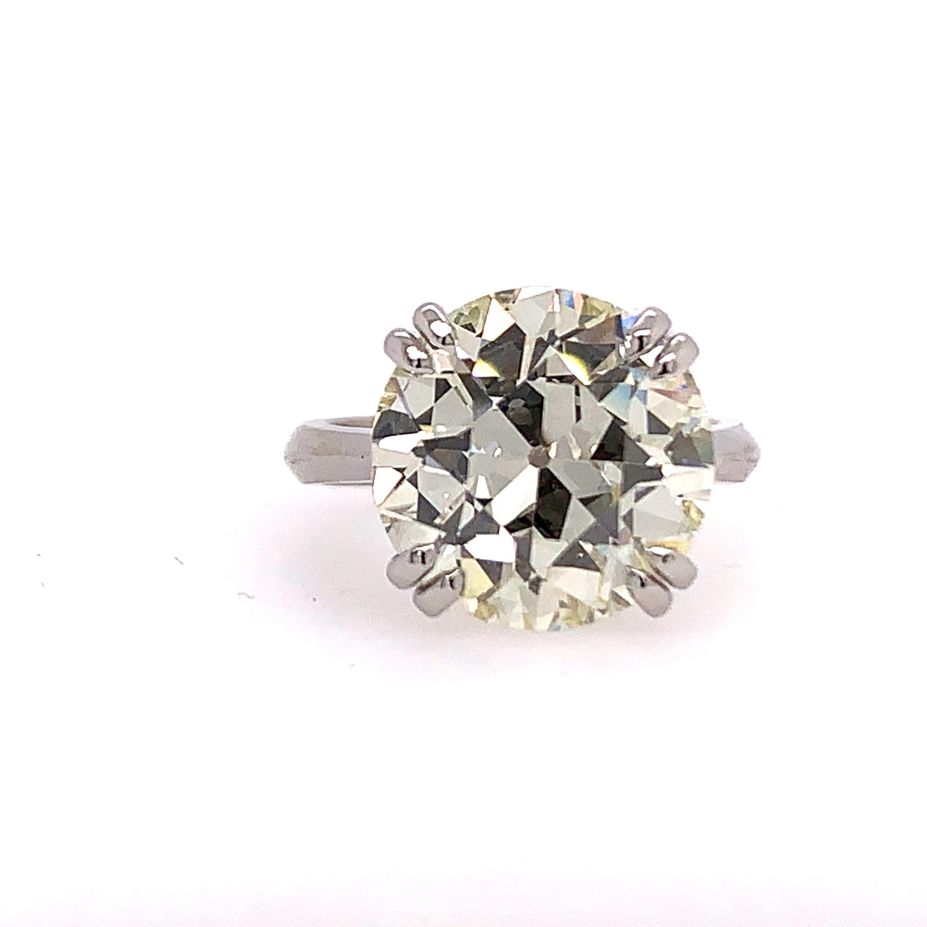 Retro GIA Certified 6.81 Carat Rare Natural Old European N VS1 Diamond Engagement Ring For Sale