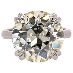 Anillo de compromiso de diamantes con certificado GIA de 6,81 quilates de diamantes naturales antiguos europeos N VS1
