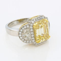 GIA Certified 6.87 Carat Fancy Brownish Greenish Yellow Diamond Platinum