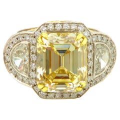 Diamante amarillo verdoso parduzco de fantasía de 6,87 quilates certificado por GIA Platino