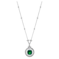 GIA Certified 6.88 Carat Emerald and Diamond Necklace