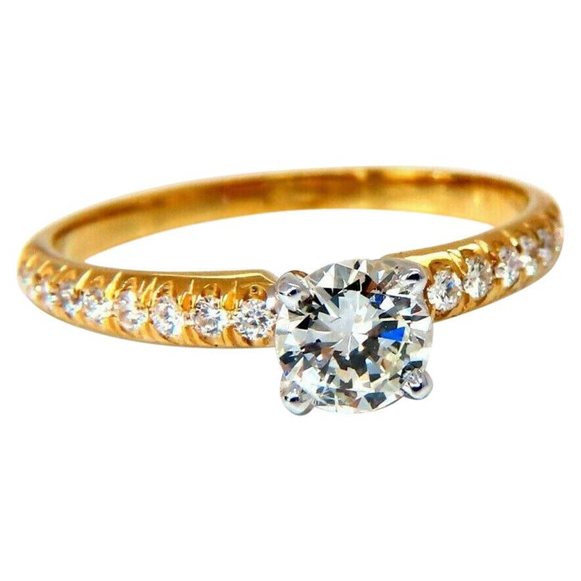 GIA Certified .69 Carat Round Cut Diamond Raised Diamond Ring 14 Karat*