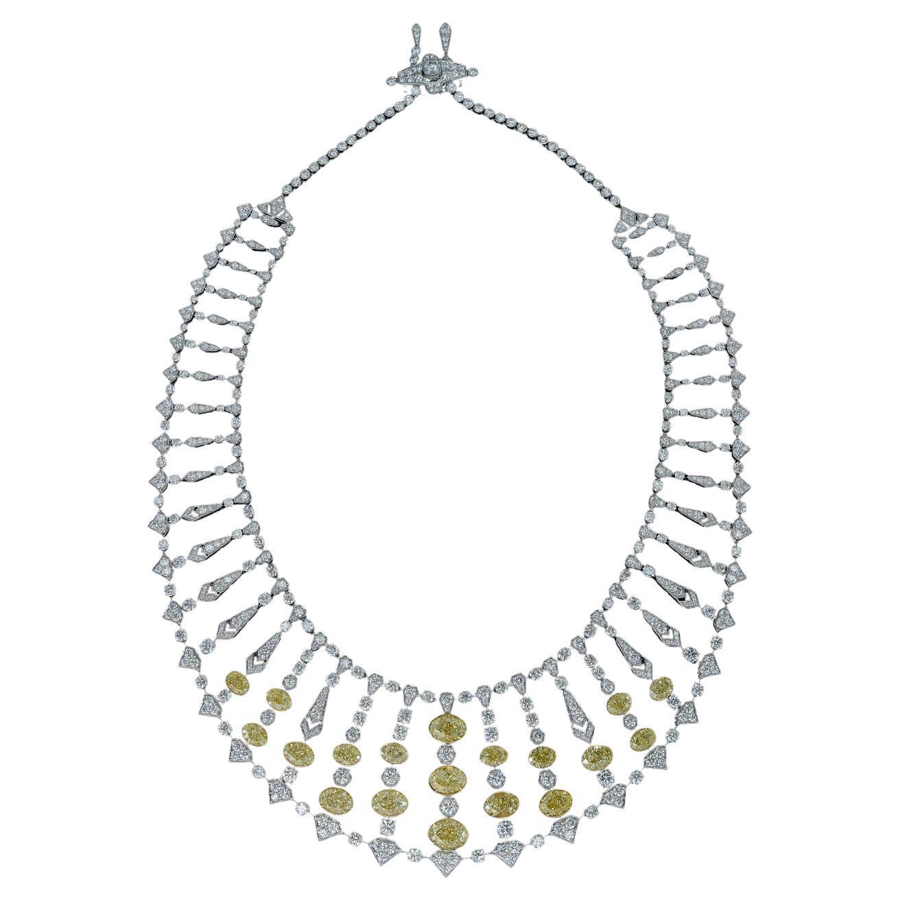 GIA Certificato 69 Carati Giallo e Mentre Collana di Diamanti D-F VVs-VS 657 Diamante