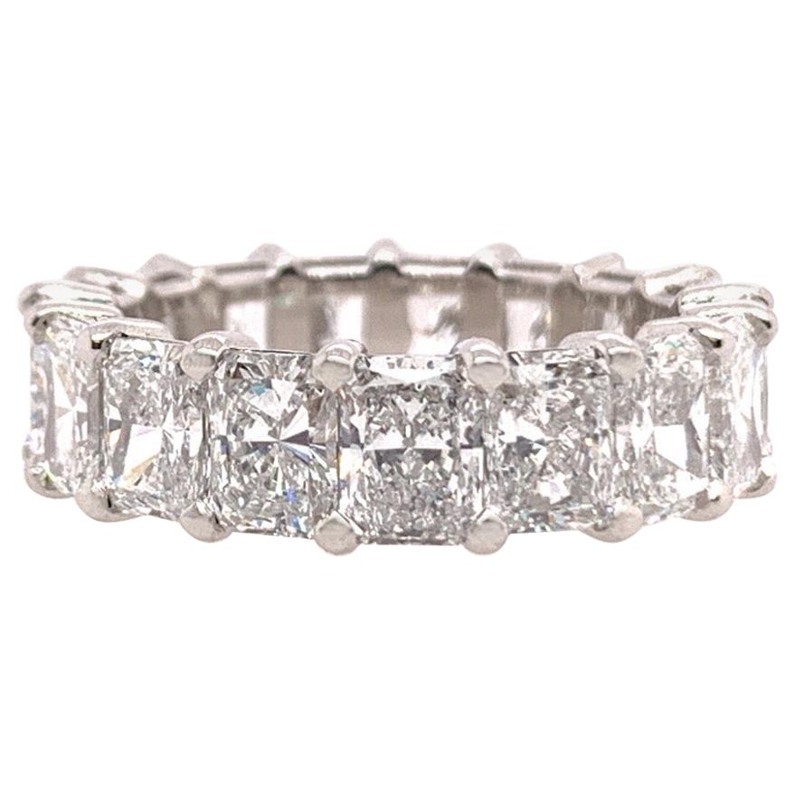 GIA Certified 6.90 Carat Platinum Radiant D-F VS1+ Natural Diamond Eternity Band For Sale