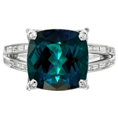 GIA Certified 6.90 Carat Tourmaline Diamond Platinum Ring
