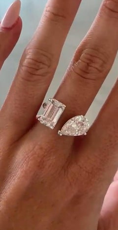 GIA Certified 6.90 Carats Diamonds 18K Gold Ring