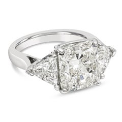 GIA Certified 6.90 Carats Radiant Cut Diamond Three-Stone Engagement Ring