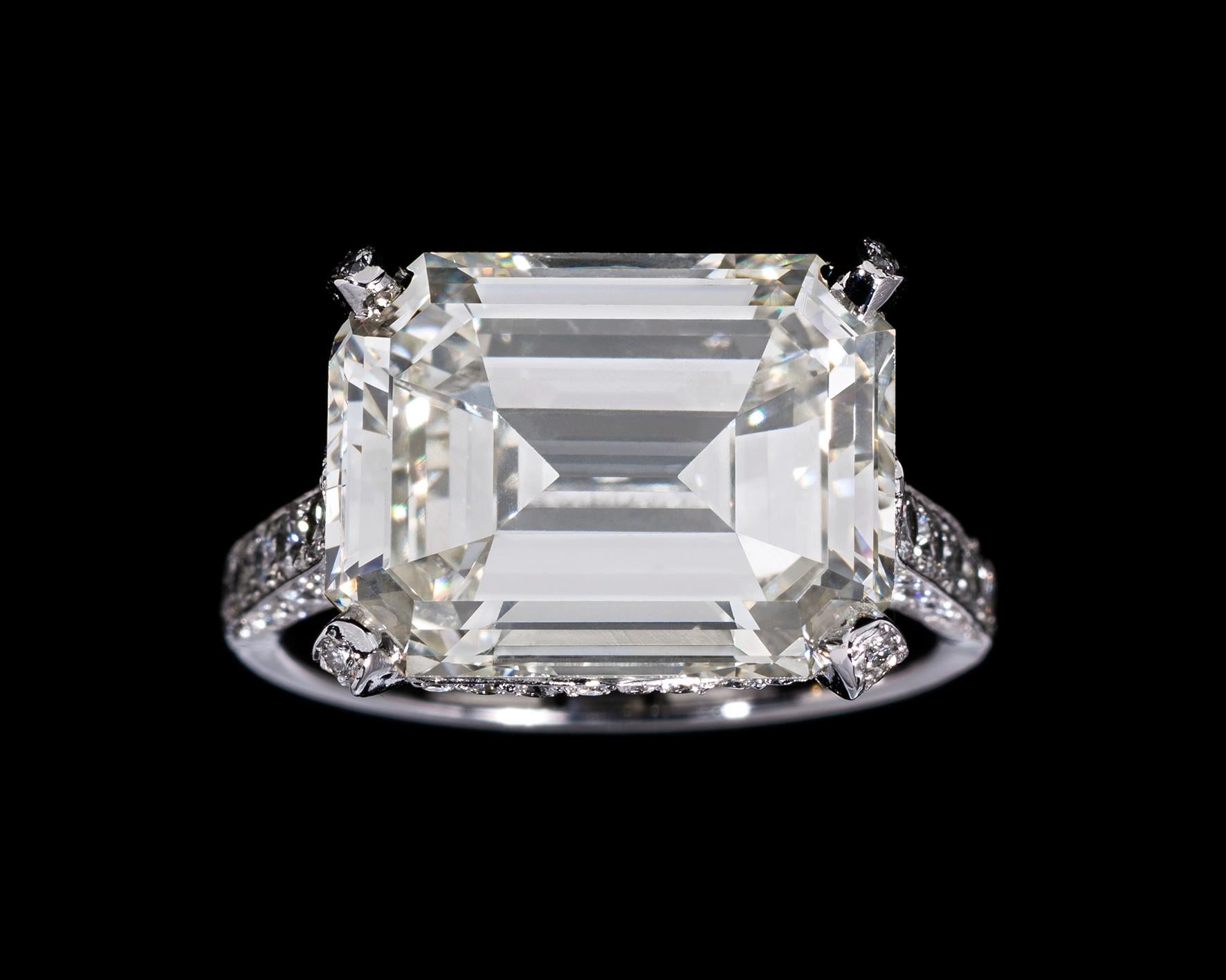 Modern GIA Certified 6.92 Carat Emerald Cut Diamond Engagement Ring For Sale