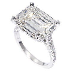 GIA Certified 6.92 Carat Emerald Cut Diamond Engagement Ring