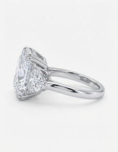 GIA Certified 6.95 Carat Cushion Cut Diamond Three-Stone Ring