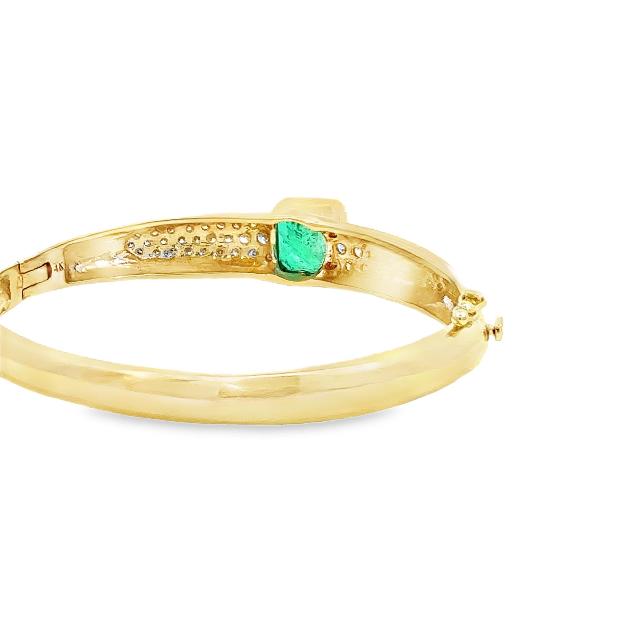 Bracelet jonc rétro vintage avec diamants et émeraude de Colombie certifiée GIA de 6,96 carats Excellent état - En vente à Beverly Hills, CA