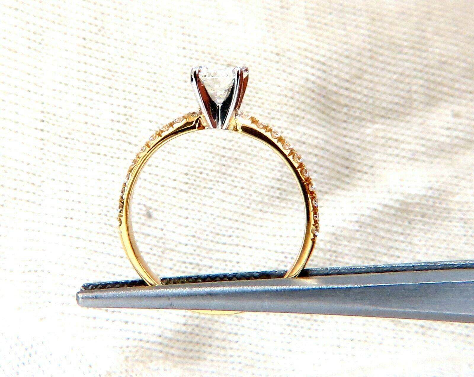 GIA Certified Diamond engagement ring.


Raised Solitaire Mod Classic

GIA Certificate:  6193675680

.47ct.  Natural Round Cut diamond

J color Vs1 clarity 

(Please see report copy attached)

.22ct Side round diamonds:

G-color, Vs-2 clarity.

14kt