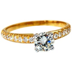 Bague en or 14 carats avec diamants taille ronde et diamants en relief de 0,69 carat certifiés GIA