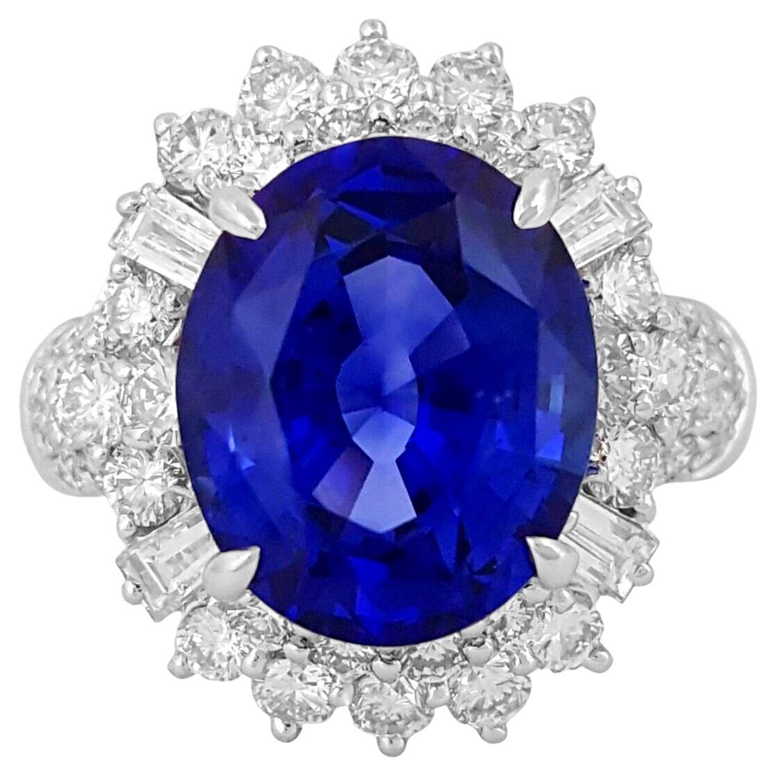 GIA Certified 7 Carat Blue Ceylon Sapphire Diamond Ring For Sale at