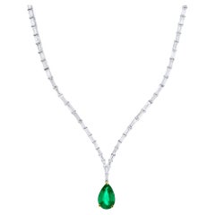 Colgante de Esmeralda Colombiana de 7 Quilates Certificado por GIA Collar de Diamantes de 16,6 Quilates 18K