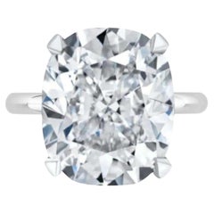 GIA Certified 7 Carat Cushion Brilliant Cut Gold Solitaire Ring 