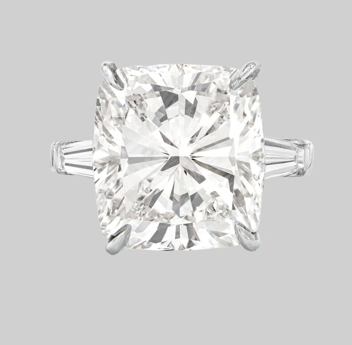 Contemporary GIA Certified 7 Carat Cushion Cut Diamond D Color VVS2 Clarity Ring For Sale