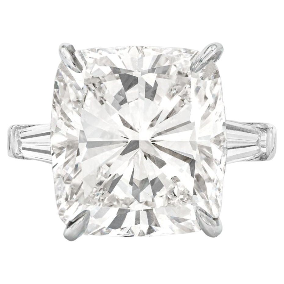 GIA Certified 7 Carat Cushion Cut Diamond D Color VVS2 Clarity Ring For Sale