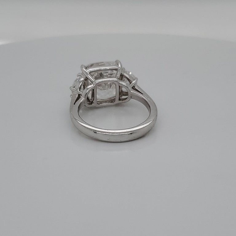 Gia Certified 7 Carat Cushion Diamond Platinum 3 Stone Diamond Engagement Ring For Sale At 1stdibs