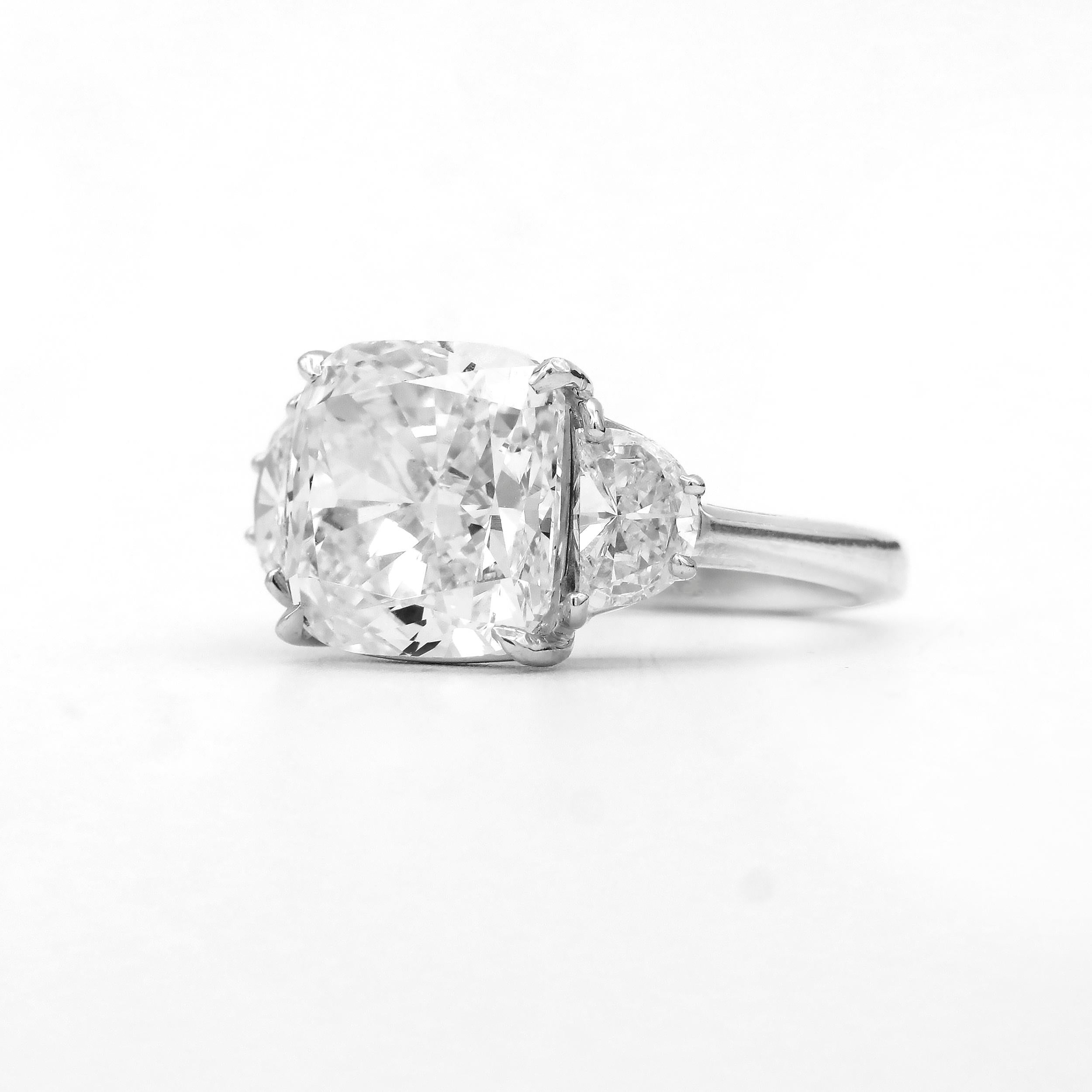 Gia Certified 7 Carat Cushion Diamond Platinum 3 Stone Diamond Engagement Ring For Sale At 1stdibs