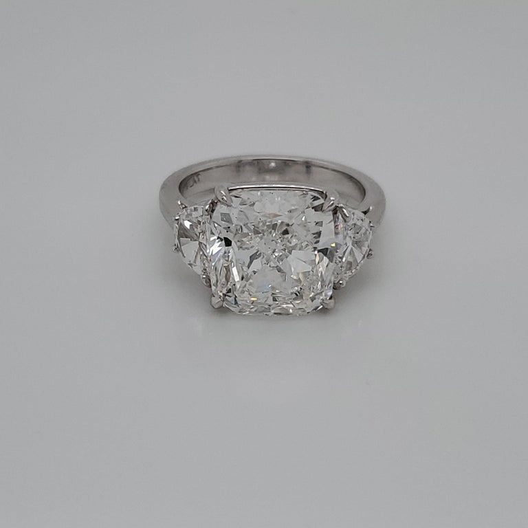 Gia Certified 7 Carat Cushion Diamond Platinum 3 Stone Diamond Engagement Ring For Sale At 1stdibs