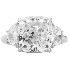 GIA Certified 7 Carat Cushion Diamond Platinum 3-Stone Diamond Engagement Ring