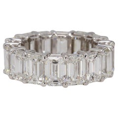 GIA Certified 7 Carat Emerald Cut Diamond Eternity Band Ring Platinum