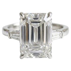 GIA Certified 7 Carat Emerald Cut Diamond Platinum Engagement Ring