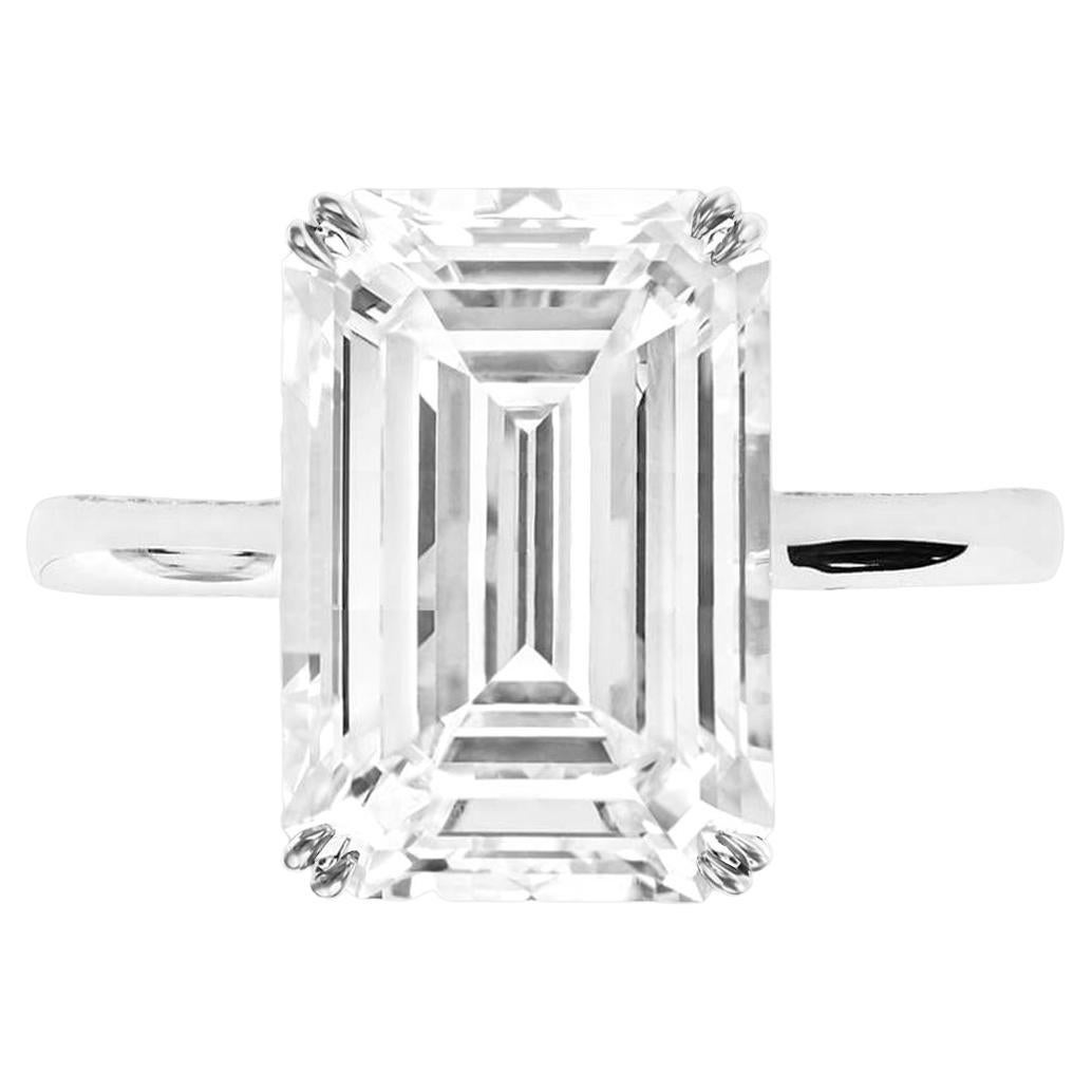 GIA Certified 7 Carat Emerald Cut Diamond Platinum Ring 