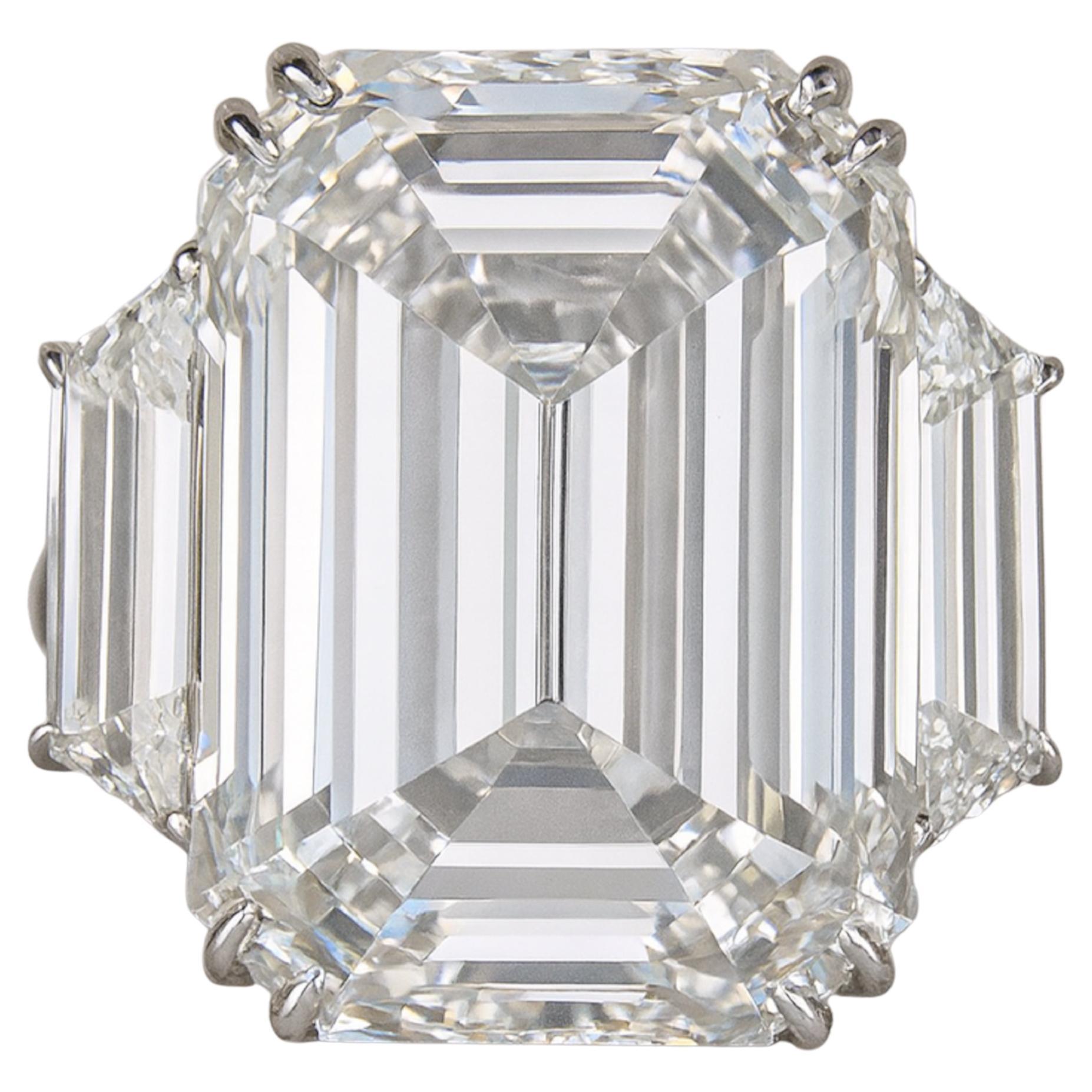 GIA Certified 7 Carat Emerald Cut Diamond Ring F COLOR VVS2 CLARITY For Sale