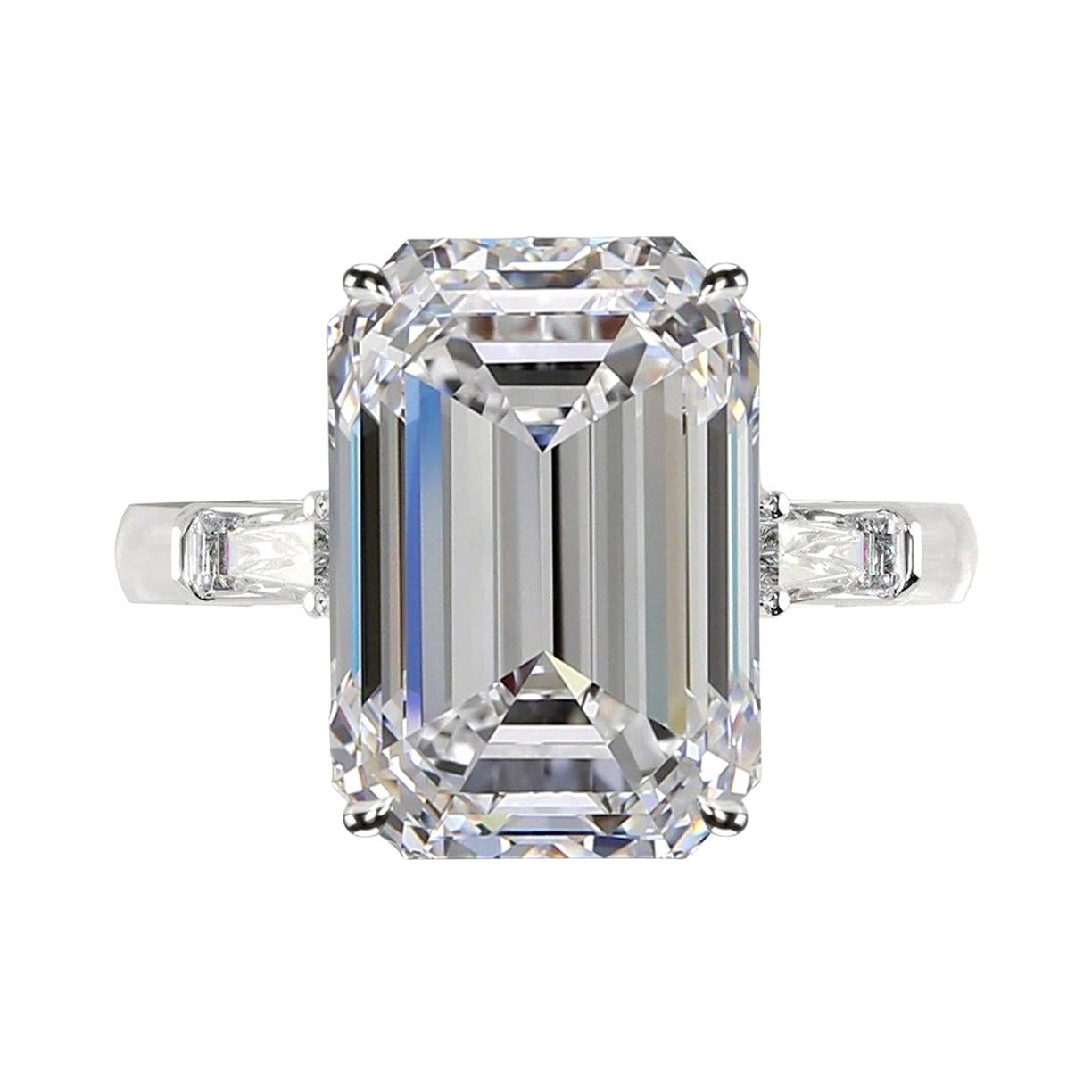 GIA Certified 6 Carat Emerald Cut Diamond Ring VS1 Clarity F color