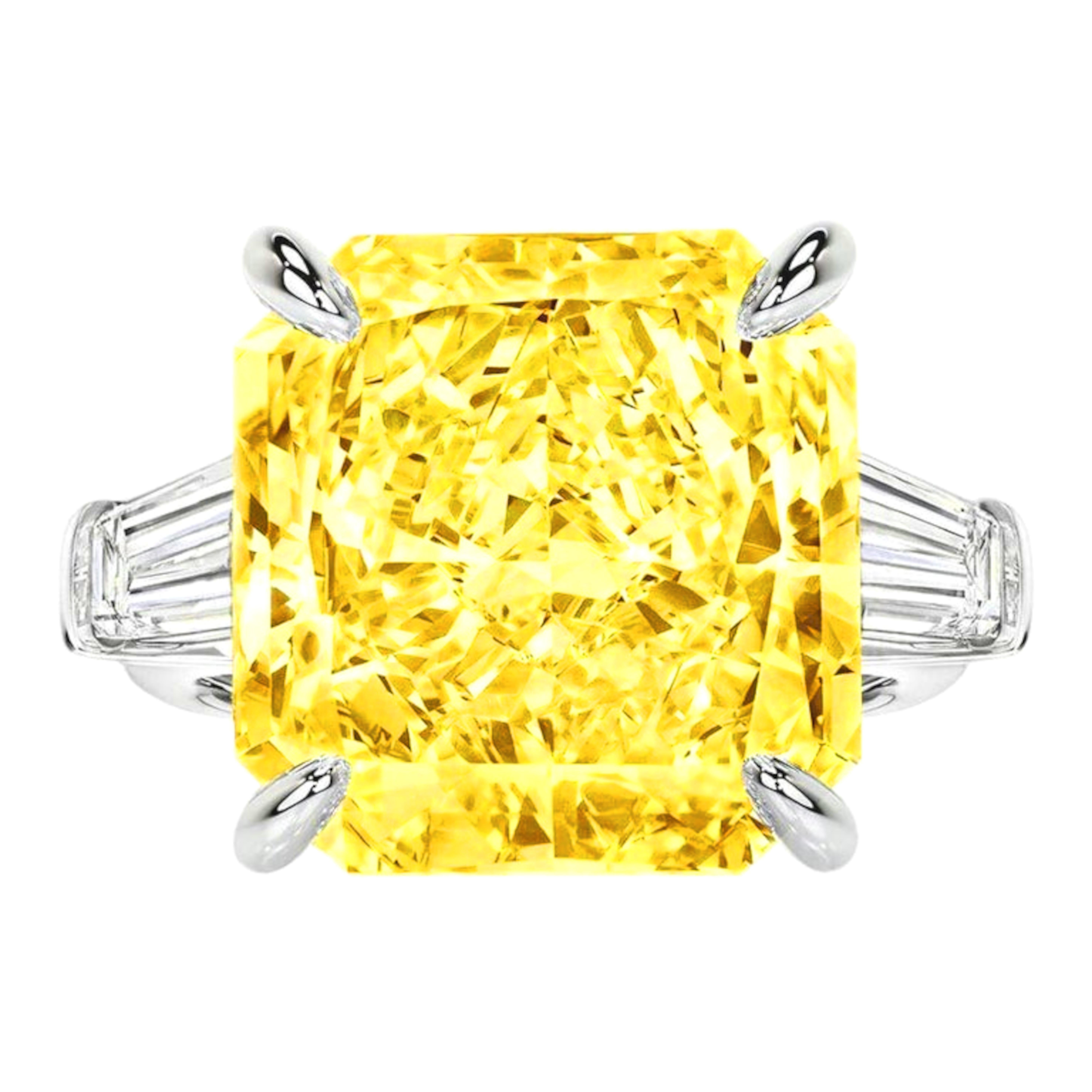 GIA Certified 7 Carat Fancy Intense Yellow Diamond Platinum Ring In New Condition For Sale In Chicago, IL