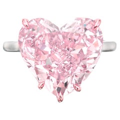 GIA Certified 7 Carat Fancy Pink Flawless Heart Shape Diamond Ring