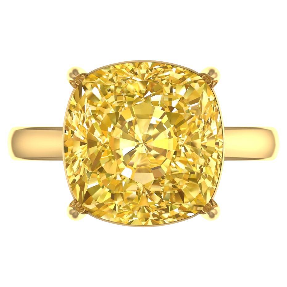Bague en diamant jaune élégant de 7 carat certifié par le GIA Neuf - En vente à Rome, IT