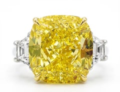 GIA Certified 7 Carat Fancy Yellow VVS1 Cushion Diamond Ring