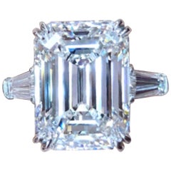 Ideal Cut GIA Certified 7.20 Carat Emerald Cut Diamond Ring